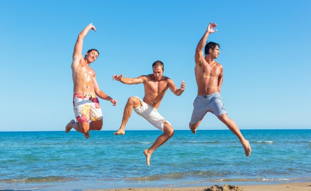 men on the beach