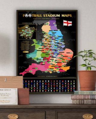 UK Football Stadium Scratch Map 