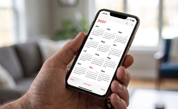 stag using a phone showing 2027 dates to plan the stag do by November
